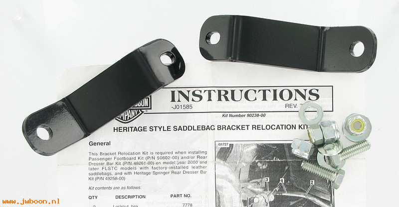   90238-00 (90238-00 / 90239-99): Saddlebag bracket relocation kit - NOS - FLSTS, FLSTC 00-