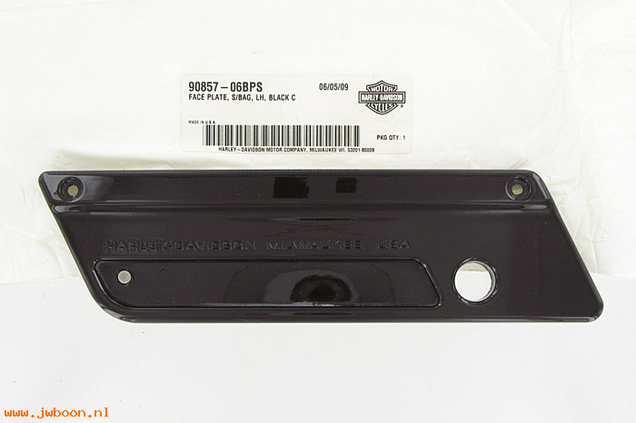   90857-06BPS (90857-06BPS): Saddlebag latch plate, left - black cherry pearl - NOS