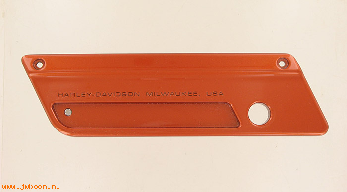   90857-11DGX (90857-11DGX): Faceplate, left saddlebag - sedona orange - NOS