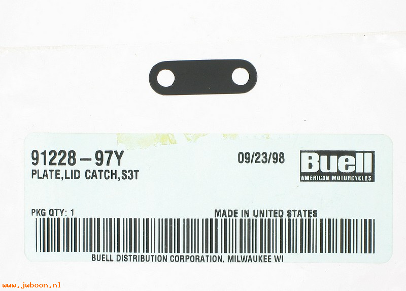   91228-97Y (91228-97Y): Plate, lid catch - NOS - Buell S3 Thunderbolt 97-02