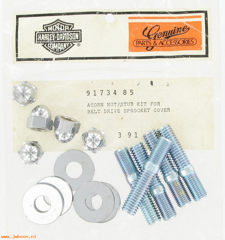   91734-85 (91734-85): Acorn nut & stud kit - belt sprocket cover - NOS - FLT, FLHT, FXR