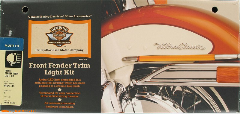   91876-03 (91876-03): Front fender trim light kit - NOS - FLHT/C, FLHR, FLSTC