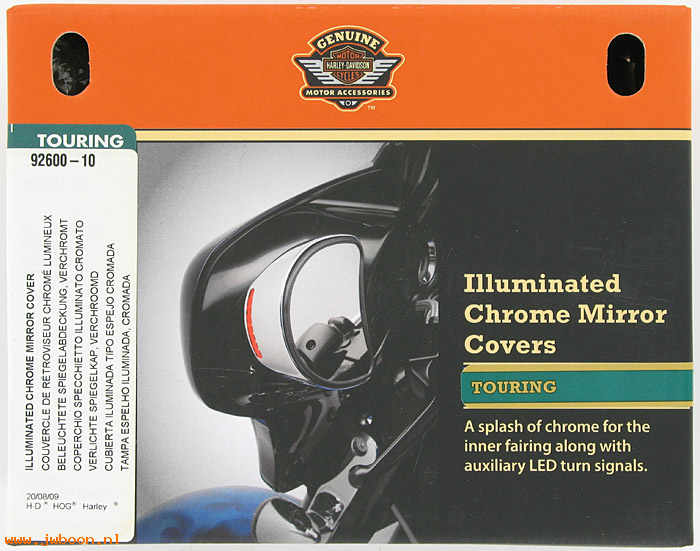   92600-10 (92600-10): Illuminated mirror covers - fairing models - NOS - FLHX, FLHT
