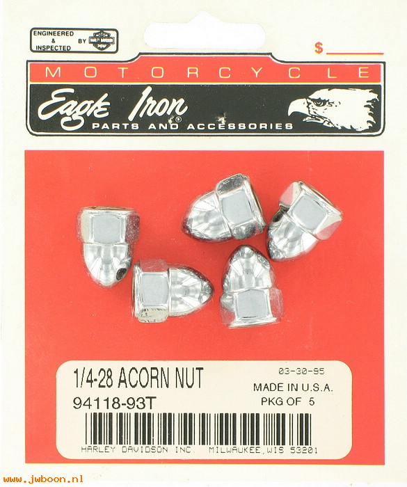   94118-93T (94118-93T): Acorn nut kit, 1/4"-28 -NOS-XL,FXD,FXRT,FXST/S,FLHT,FLT,FLST,FLTR