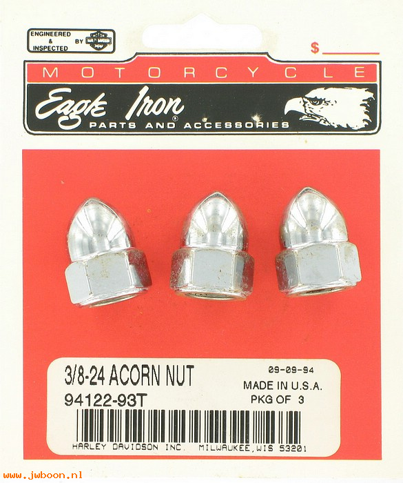   94122-93T (94122-93T): Acorn nut kit, 3/8"-24 -NOS-XL,FXD,FXRT,FXST/S,FLHT,FLT,FLST,FLTR