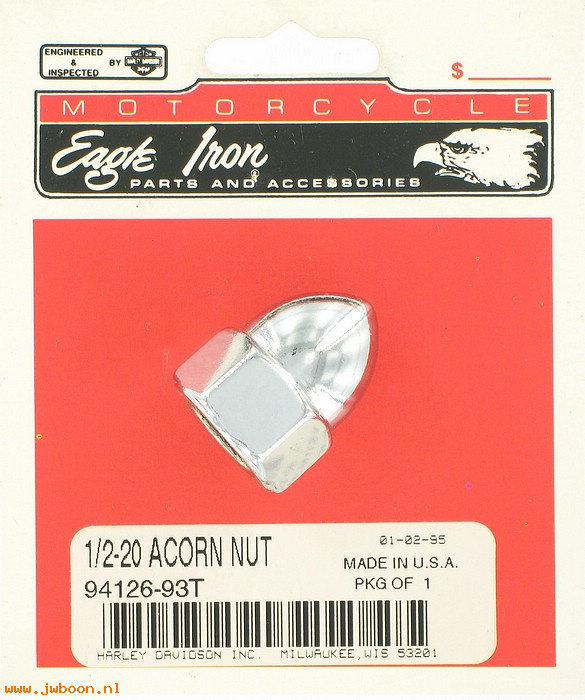   94126-93T (94126-93T): Acorn nut kit, 1/2"-20 -NOS-XL,FXD,FXRT,FXST/S,FLHT,FLT,FLST,FLTR