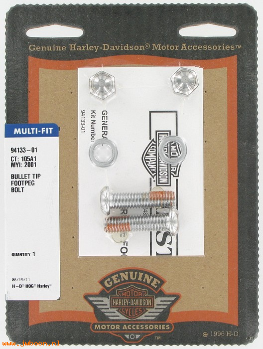   94133-01 (94133-01): Bullet tip footpeg bolt kit - NOS