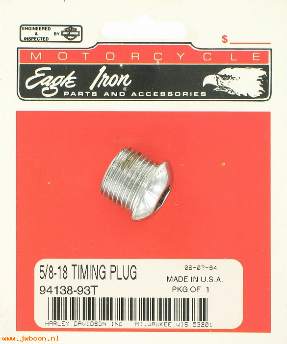   94138-93T (94138-93T / 720): Timing hole plug - NOS - FXST/S,FXD, FXR/T,FLST,FLHT,FLT