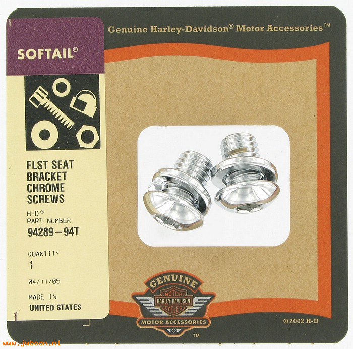  94289-94T (94289-94T): FLST seat bracket screw kit - NOS - FLSTC/N/F 87-99