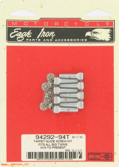   94292-94T (94292-94T): Tappet guide screw kit - allen head w.plugs - NOS - Big Twin 76-