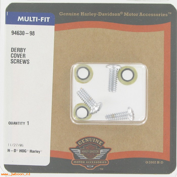   94630-98 (94630-98): Derby cover hardware,3 button head Torx screws & oil seals - NOS