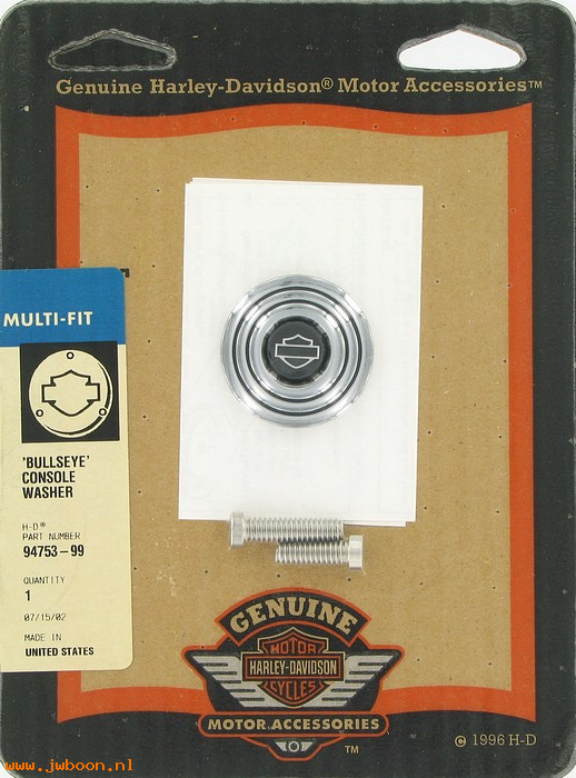   94753-99 (94753-99): Bulls-eye console washer kit - NOS - FLHR 94-07.  FXST