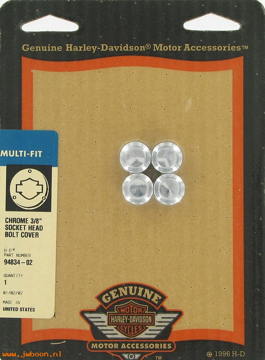   94834-02 (94834-02): Socket head screw cover kit,3/8" "Classic chrome" collection -NOS