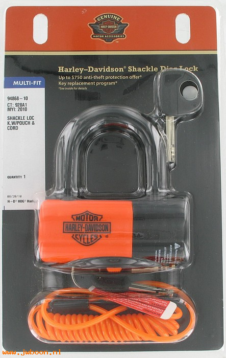   94868-10 (94868-10): Shackle disc lock, with pouch and cord - NOS