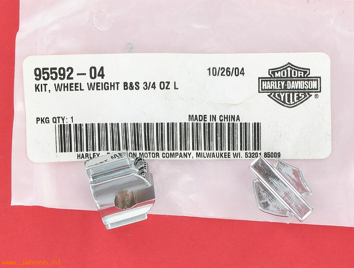   95592-04 (95592-04): Decorative wheel weight - bar & shield - NOS - laced wheels
