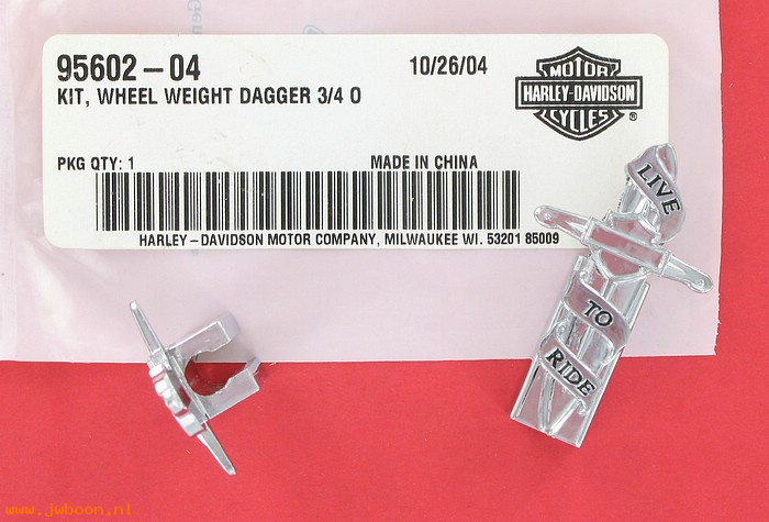   95602-04 (95602-04): Decorative wheel weight - dagger - NOS - laced wheels