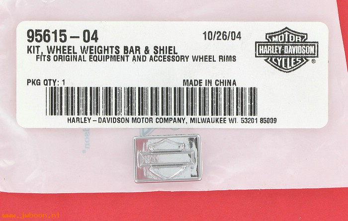   95615-04 (95615-04): Decorative wheel weight - bar & shield - NOS