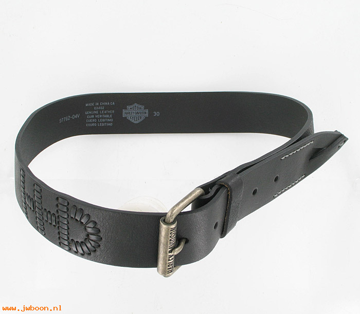   97762-04V30 (97762-04V/3000): Belt leather stitched, black - size 30 - NOS