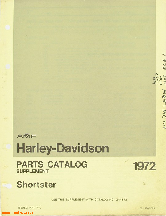   99443-72A (99443-72A): Shortster, X-90 parts catalog supplement 1972   may '73 - NOS
