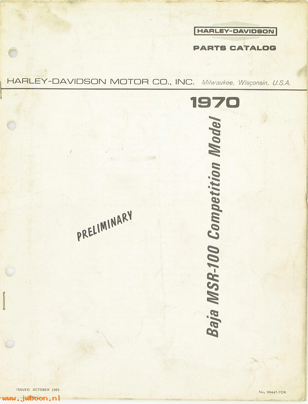   99447-69R (99447-70R): Baja  MSR-100 preliminary parts catalog 1970 - NOS