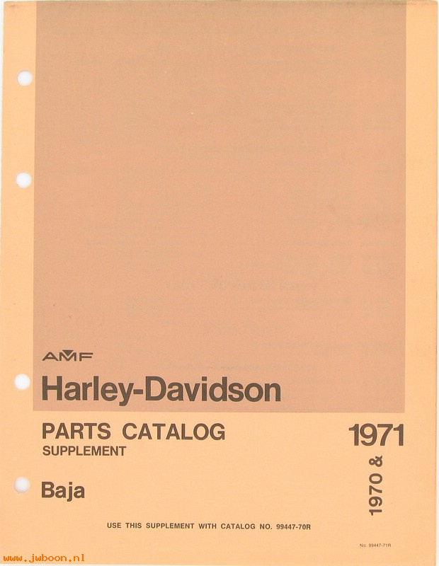   99447-71R (99447-71R): Baja parts catalog supplement '70-'71 - NOS