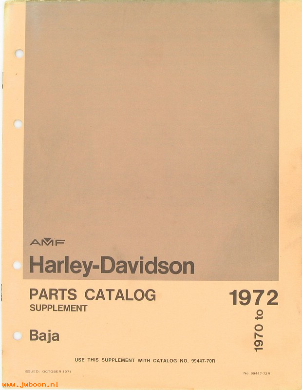   99447-72R (99447-72R): Baja parts catalog supplement '70-'72   october '71 - NOS