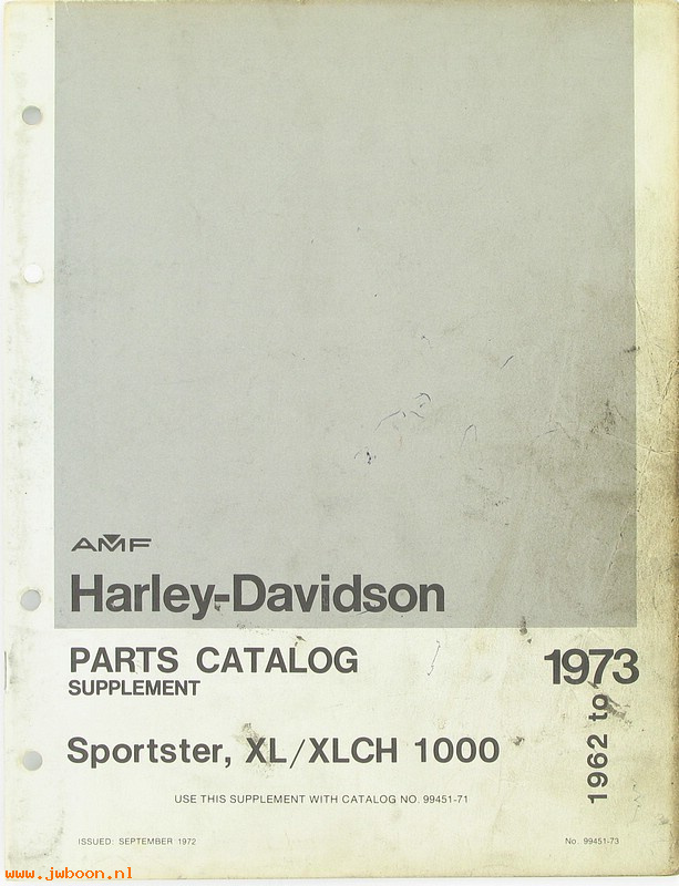   99451-73used (99451-73): Sportster, XL's parts catalog supplement '62-'73