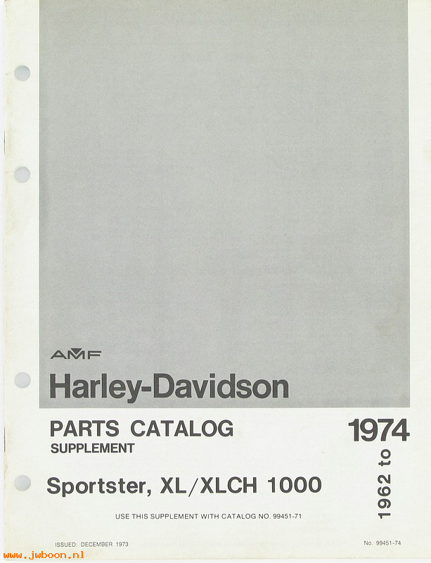   99451-74 (99451-74): Sportster, XL's parts catalog supplement '62-'74 - NOS