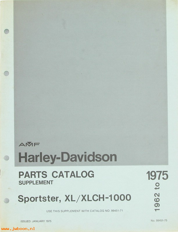   99451-75 (99451-75): Sportster, XL's parts catalog supplement '62-'75 - NOS