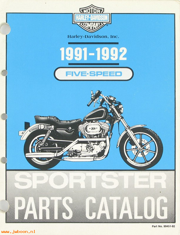   99451-92 (99451-92): Sportster, XL 5-speed parts catalog '91-'92 - NOS