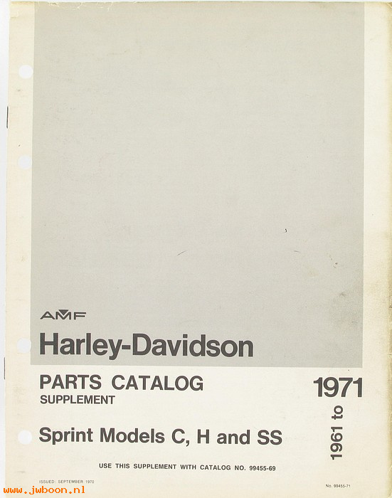   99455-71 (99455-71): Sprint C, H, SS parts catalog supplement '61-'71 - NOS
