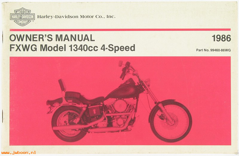   99460-86WG (99460-86WG): 1986 Riders handbook / Owner's manual, FXWG - NOS