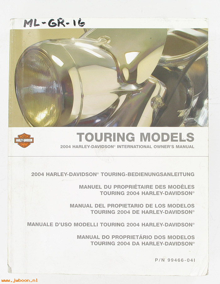   99466-04I (99466-04I): Touring international owner's manual 2004 - 6 languages - NOS
