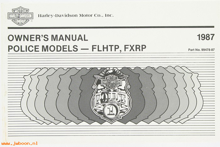   99478-87 (99478-87): Police owner's manual 1987 - NOS