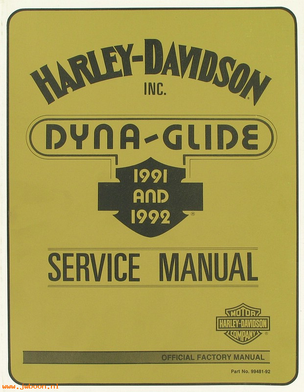   99481-92 (99481-92): Dyna Glide service manual '91-'92 - NOS
