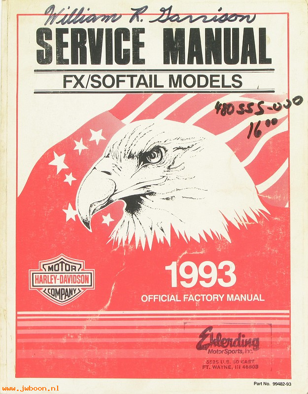   99482-93used (99482-93): Softail service manual  1993