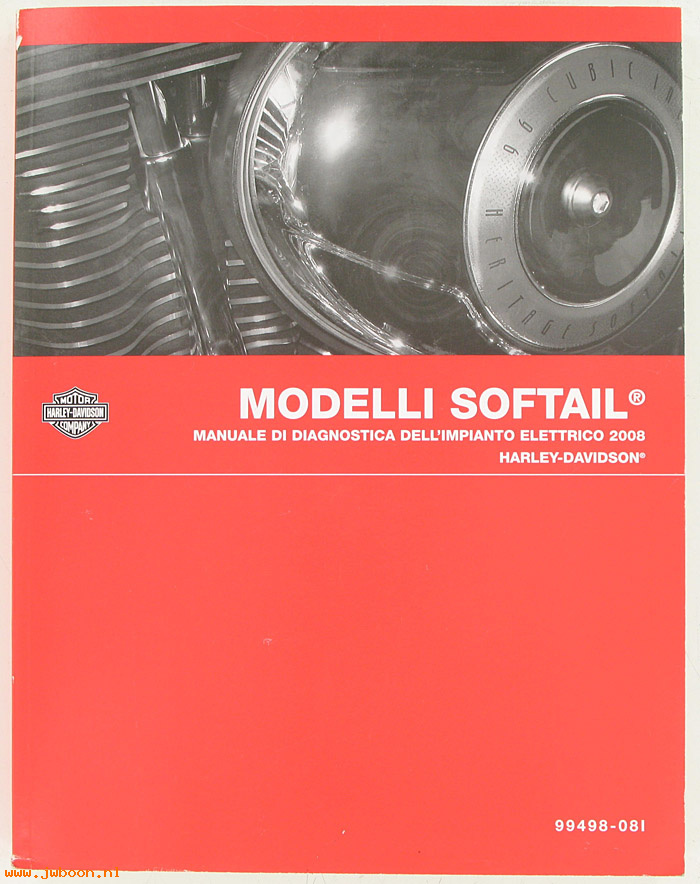   99498-08I (99498-08I): Softail electrical diagnostic service manual 2008, italian - NOS