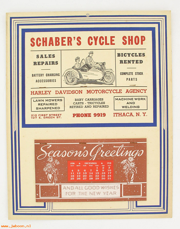  99508-38V (99508-38V): Wall calendar 1938 - NOS