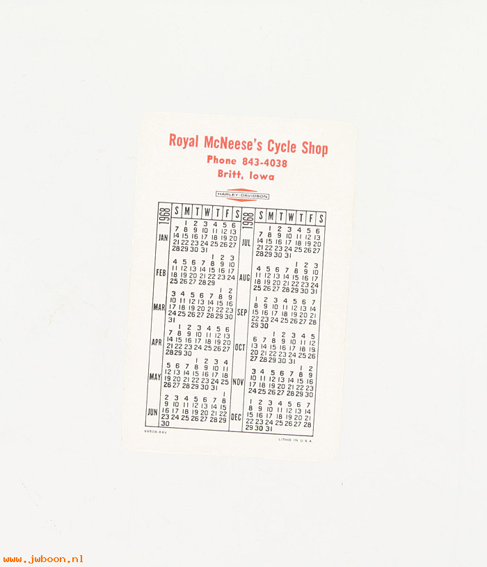   99508-68V (99508-68V): Pocket calendar 1968 - NOS