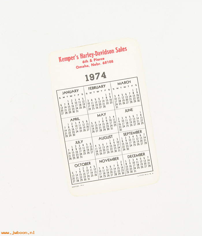   99508-74V (99508-74V): Pocket calendar 1974 - NOS