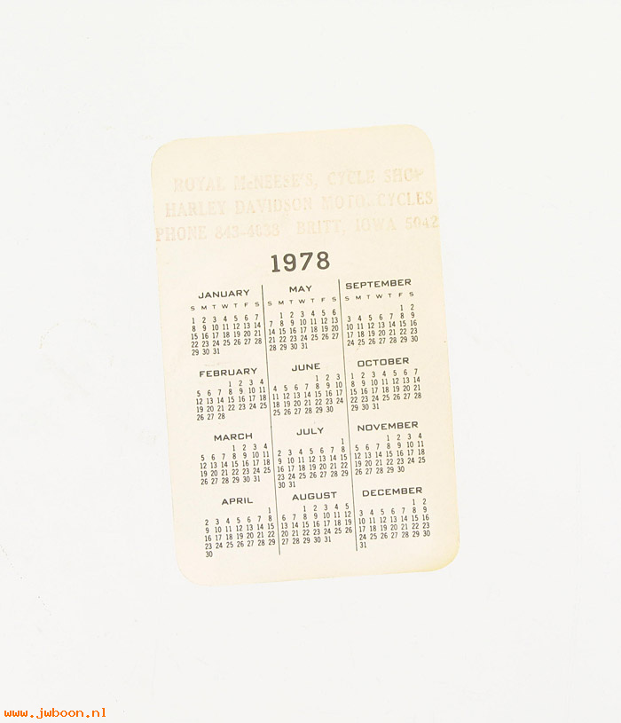  99508-78V (99508-78V): Pocket calendar 1978 - NOS
