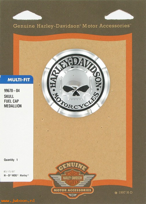   99670-04 (99670-04): Fuel cap medallion - skull collection - NOS - XL '83-
