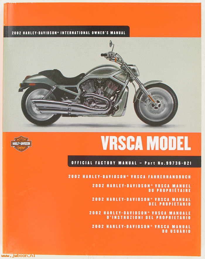   99736-02I (99736-02I): VRSCA international owner's manual 2002, 6 languages - NOS