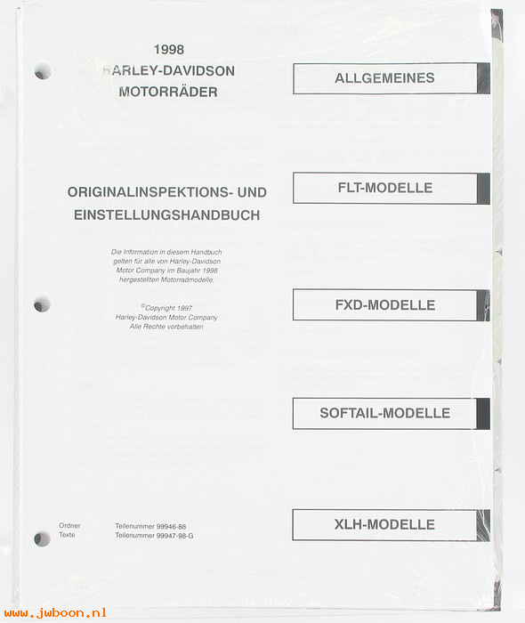   99947-98G (99947-98G): Predelivery & set-up instructions 1998, german - NOS