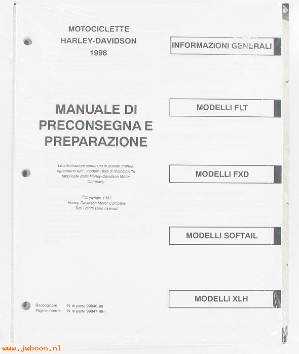   99947-98I (99947-98I): Predelivery & set-up instructions 1998, italian - NOS
