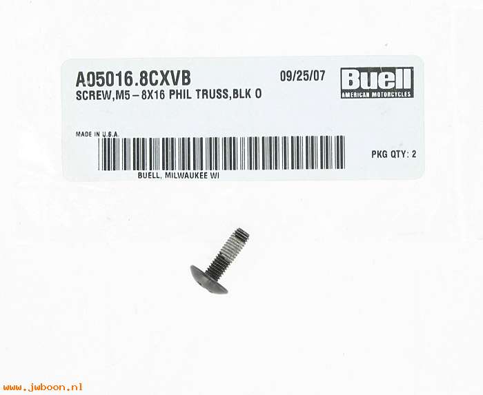   A05016.8CXVB (A05016.8CXVB): Screw, M5 - 0.8 x 16 phillips truss head - NOS