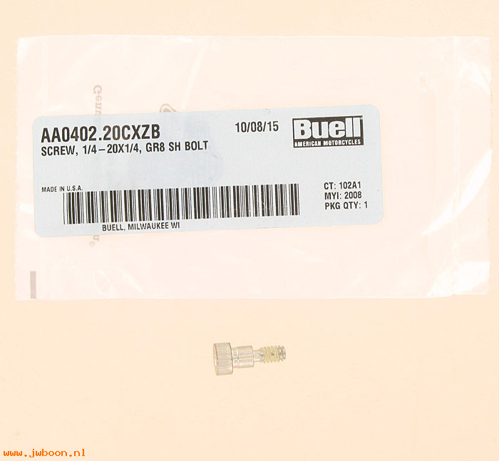  AA0402.20CXZB (AA0402.20CXZB): Screw, 1/4"-20 x 1/4"  grade 8 shoulder bolt - NOS