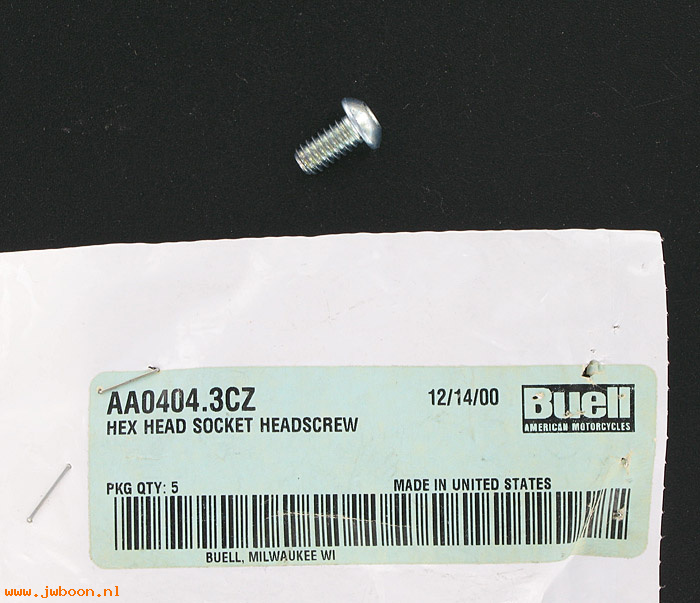   AA0404.3CZ (    2855YA): Screw, 1/4"-20 x 1/2" hex socket flat head - NOS - Buell '95-'02