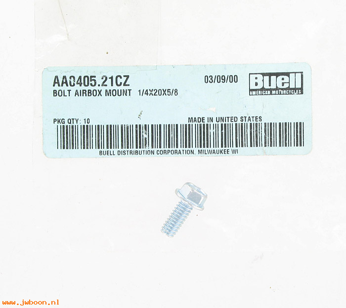   AA0405.21CZ (AA0405.21CZ): Bolt, 1/4"-20 x 5/8"   air box mount - NOS