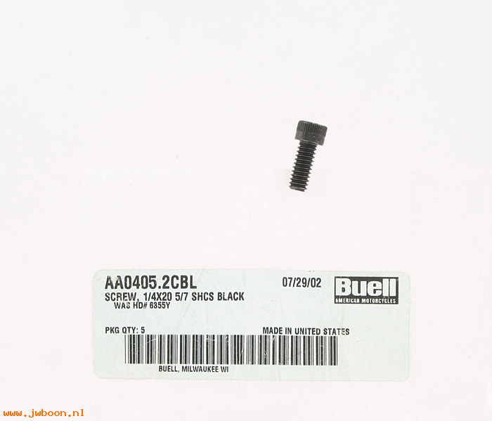   AA0405.2CBL (    6355Y): Screw, 1/4"-20 x 5/8" hex socket - NOS